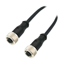 Push-pull m12 5pins A code female to female straight molded cable,shielded,PVC,-40°C~+105°C,22AWG 0.34mm²,brass with nickel plated screw